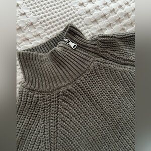 Green Cowl Neck Ribbed Sweater